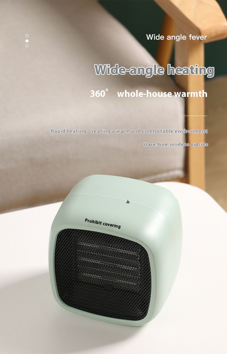 800W Compact PTC Ceramic Heater With Overheat & Tip-Over Protection, 2-Speed Adjustable Desktop Warm Fan For Office/Bedroom_voghion.com
