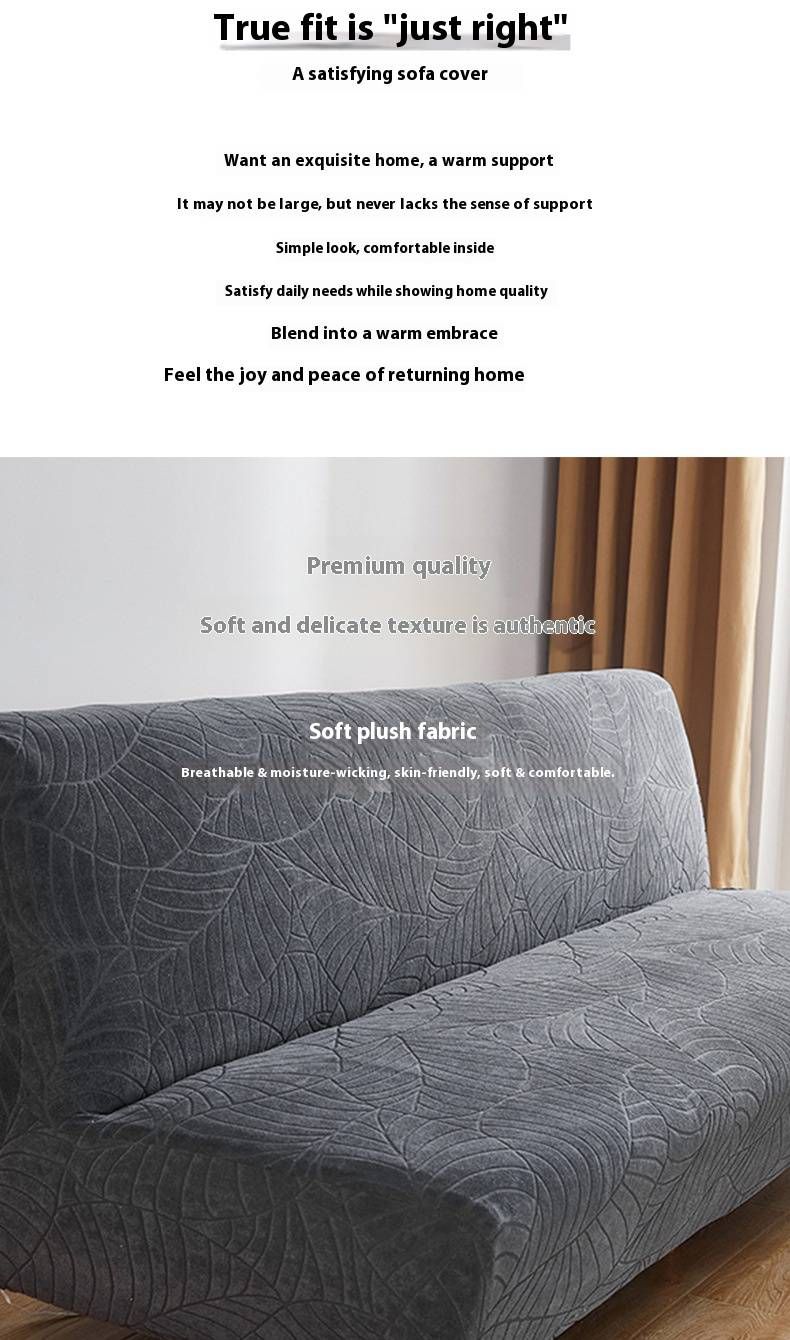 Verdickter, geprägter Sofabezug fürs Bett – Elastischer Schonbezug mit Jacquard-Struktur für Sofas ohne Armlehnen (Weiß, Smaragdgrün, Weinrot und mehr)_voghion.com