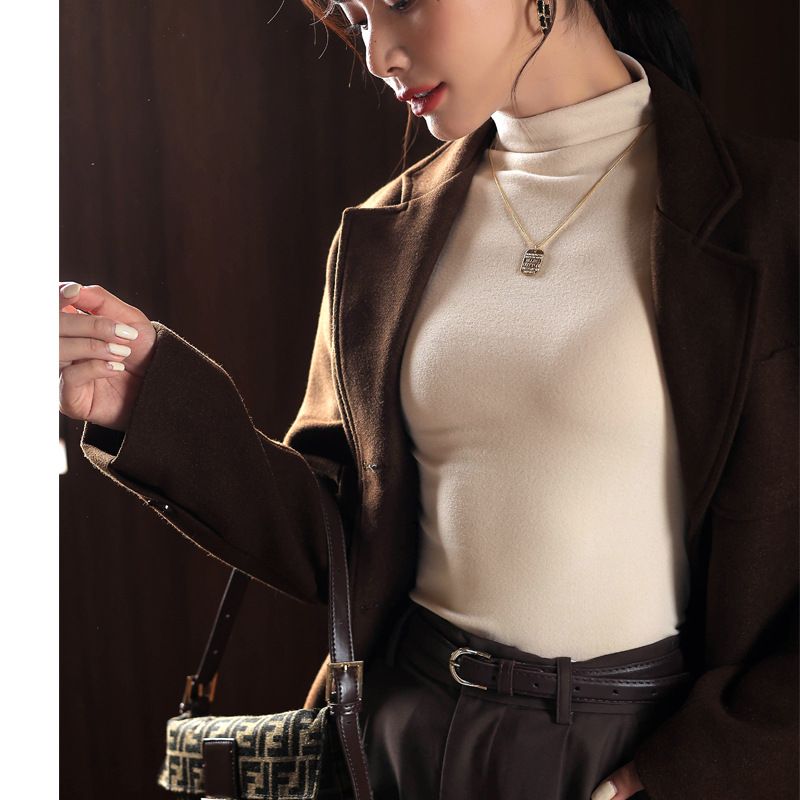 Maglietta termica foderata con collo semi-alto da donna - Strato di base a maniche lunghe slim fit per donna_voghion.com