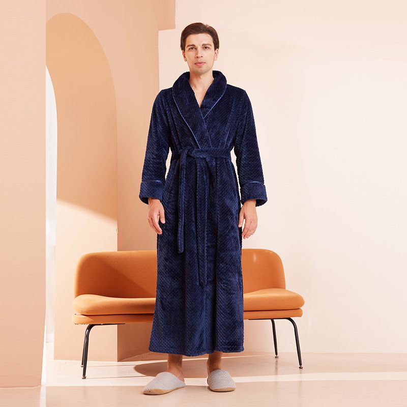 Luxury Couple's Fleece Robe - Ultra Soft & Warm Bathrobe For Women & Men, Winter Long Plush Loungewear With Shawl Collar_voghion.com