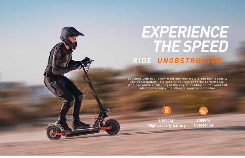 Patinete elétrico JOYOR S8-S-Z com pisca-alerta, motor duplo de 600 W, bateria de 48 V 26 Ah, pneu de 10 polegadas, velocidade máxima de 55 km/h, freio hidráulico, ideal para uso off-road._voghion.com