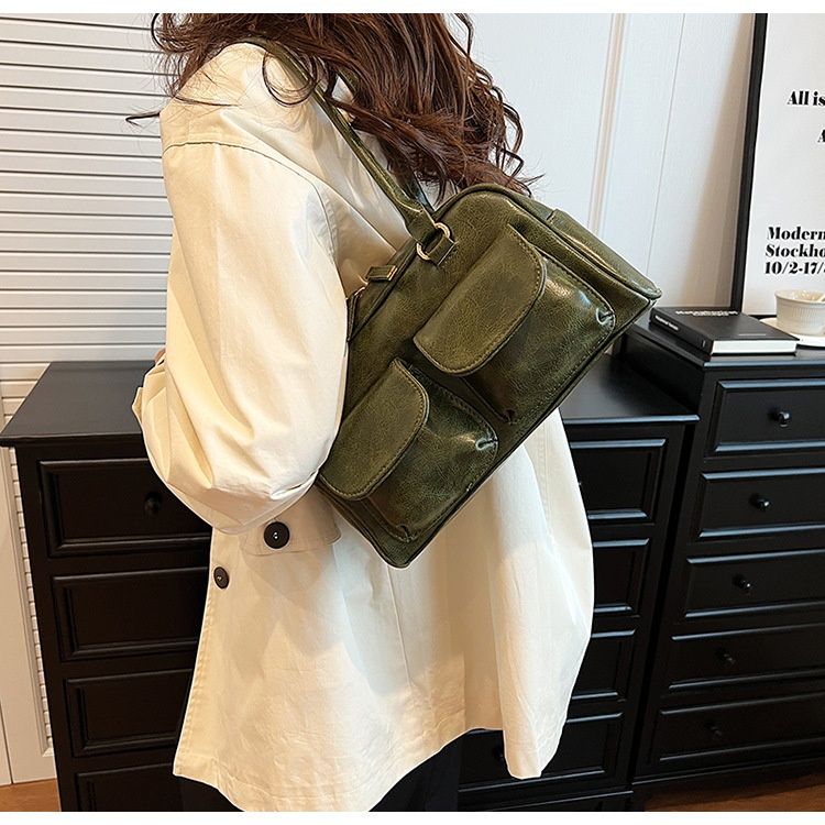 Texture niche crossbody bag, new fashionable bowling handbag, large capacity single shoulder Boston women's bag_voghion.com