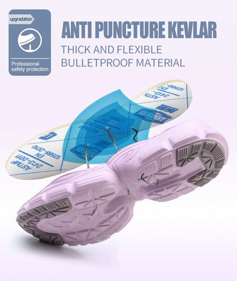 New Women's 4.0 European Standard Kevlar Midsole Safety With Rotating Buttons, Smashing And Anti Stabbing Work Shoes_voghion.com