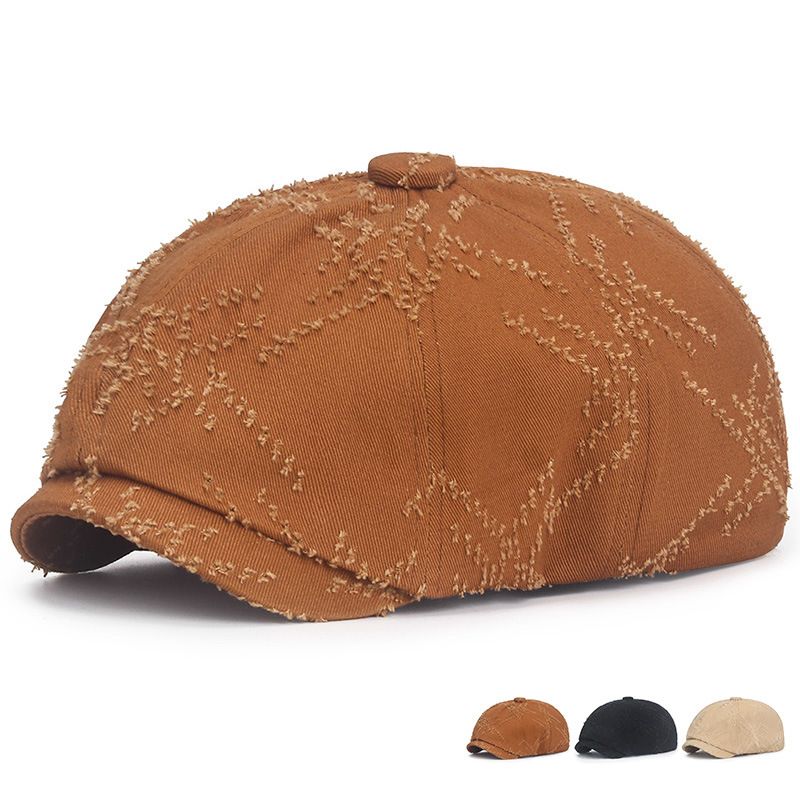 2024 Wiosna Lato Męskie i Damskie Berety Vintage Hole Break Leisure Octagonal Korean Edition Literary Youth Hat_voghion.com