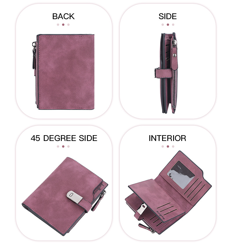 BAELLERRY new women's short wallet version with multiple card slots zipper coin purse buckle card bag men purse_voghion.com