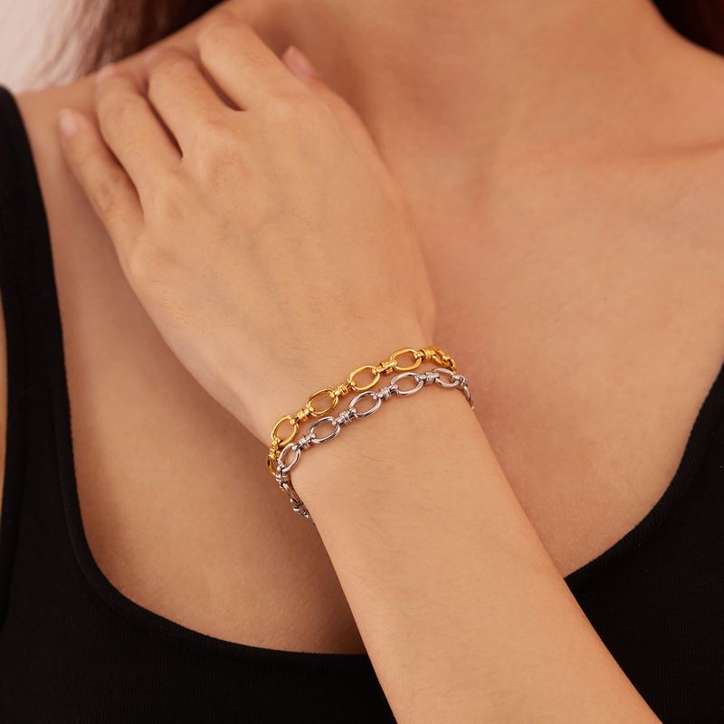 Damenschmuck Modearmband Weiblich Edelstahl Einfach Vielseitig Schlichte Kette Spleißen Pendlerstil Titanstahl Handschmuck_voghion.com