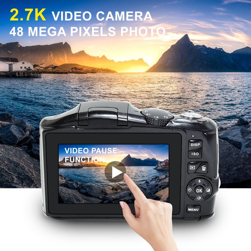 Nueva cámara sin espejo con 48 millones de píxeles y grabación de alta definición de 2.7K. Cámara DSLR con 3 pulgadas de almacenamiento._voghion.com