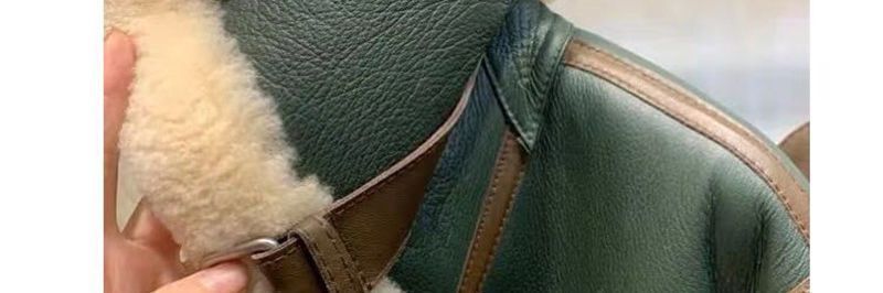 New Winter Green Patchwork Large Lapel Motorcycle Jacket Women's Thickened Short Fur Integrated Sheep Shearling Coat Pengquan_voghion.com