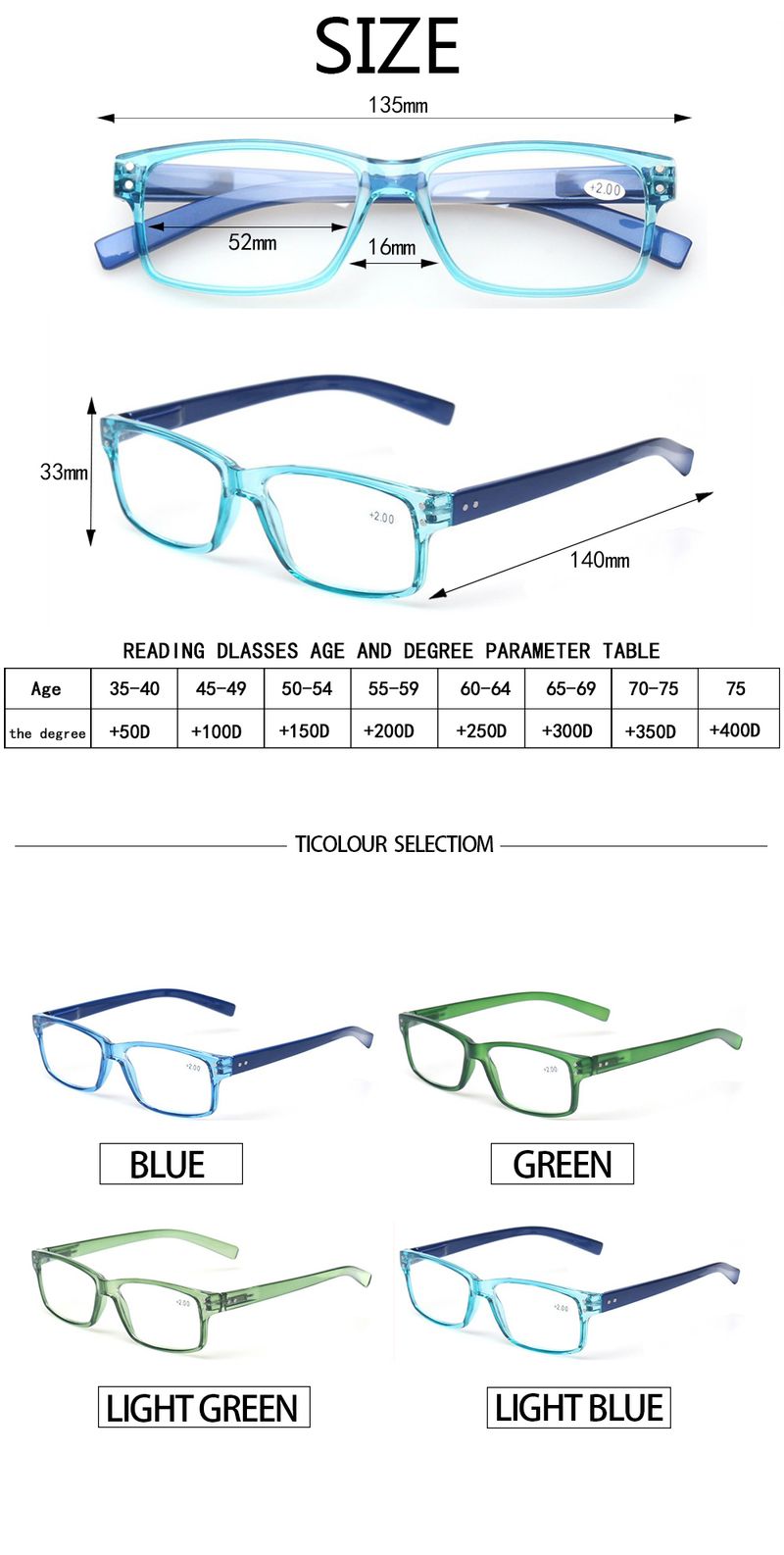 Nuovi arrivi Henotin Reading Gla Clear Optical Lenses Uomo e Donna con montatura rettangolare HD Presbiopia Diottrie Lente d'ingrandimento_voghion.com