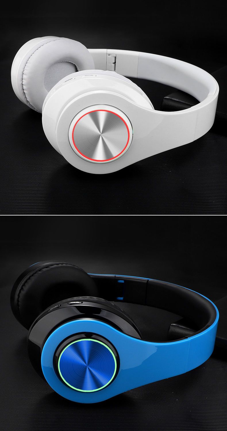 Svijetleće Bluetooth slušalice za montažu na glavu, jaki bas, visoka kvaliteta zvuka, bežične sportske slušalice za igranje mobilnih poziva_voghion.com