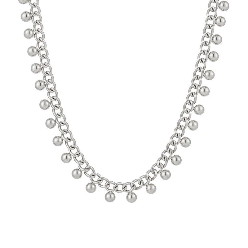 Collana con perline rotonde in acciaio inossidabile semplice e stagionale per donna, design unico e alla moda, catena per clavicola_voghion.com