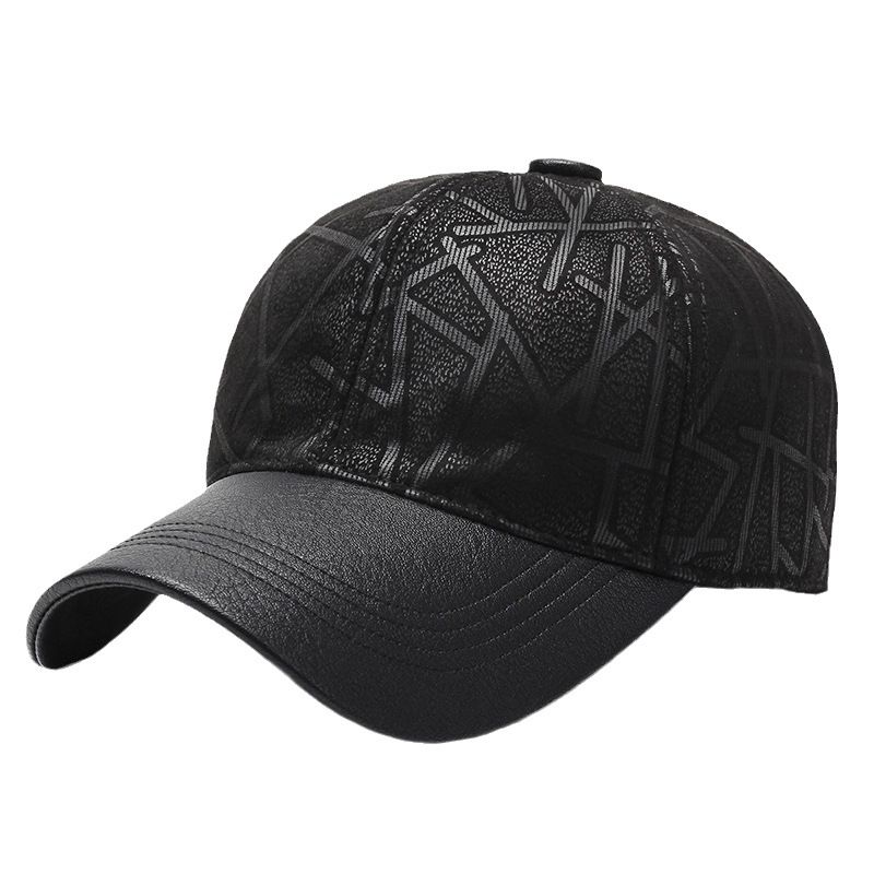 Baseballmütze für den Außenbereich, warme Sonne, für Herbst und Winter, Entenschnabelmütze, einfache, lässige Herren-Ledermütze_voghion.com