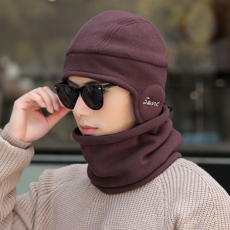 Winter für Männer und Frauen, verdickter, einfarbiger Nackenwärmer und integrierte Maske_voghion.com