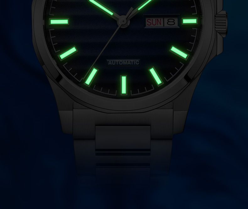 Montre mécanique automatique pour homme avec aiguilles lumineuses, étanche, boîtier en acier inoxydable, verre saphir, mouvement japonais, style professionnel_voghion.com