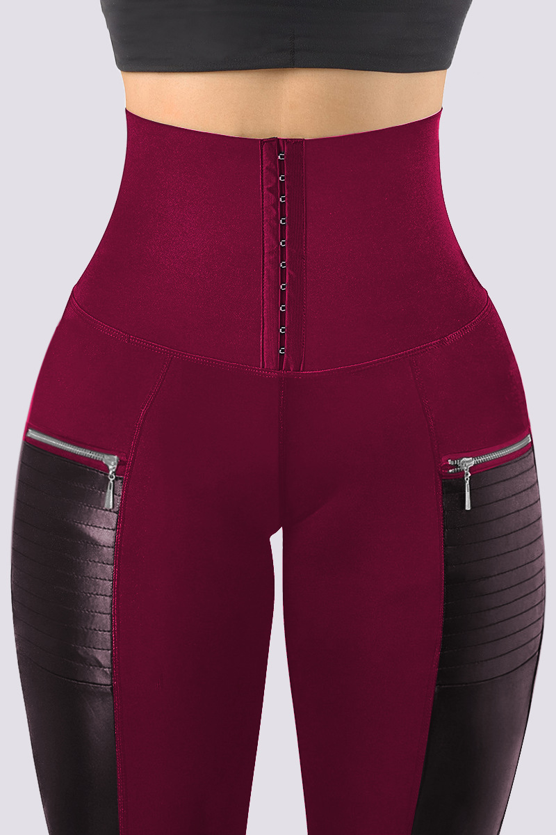Damen-Yogahosen, Po-Lifting-Yogahosen aus Kunstleder, hochelastische Leggings und Leggings mit hoher Taille_voghion.com