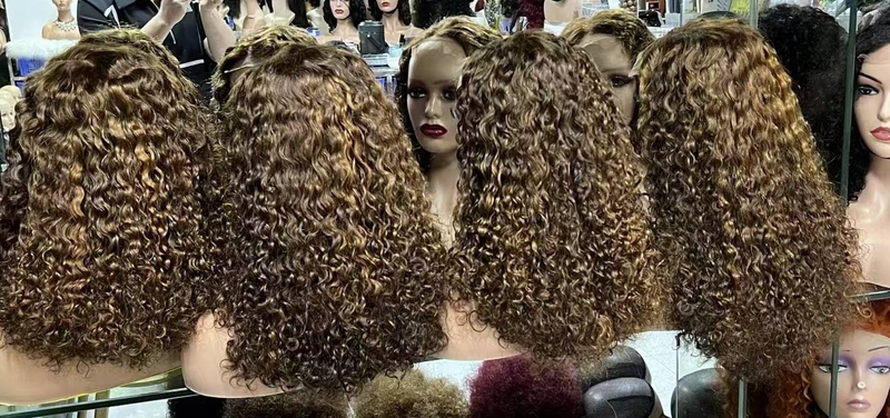 Parrucca con chiusura in pizzo 5x5 riccia romana 18A Parrucca castana biondo miele Parrucca riccia romana bob 250% densità Parrucca 100% capelli umani_voghion.com