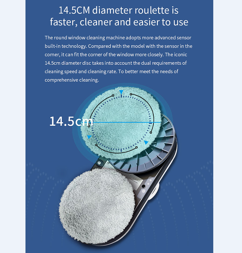 PSHCR11 Curățător inteligent de geamuri cu giroscop, navigare, control infraroșu 2.4G, aspirație cu ultrasunete, 2800Pa, pulverizare cu apă de 35 ml_voghion.com