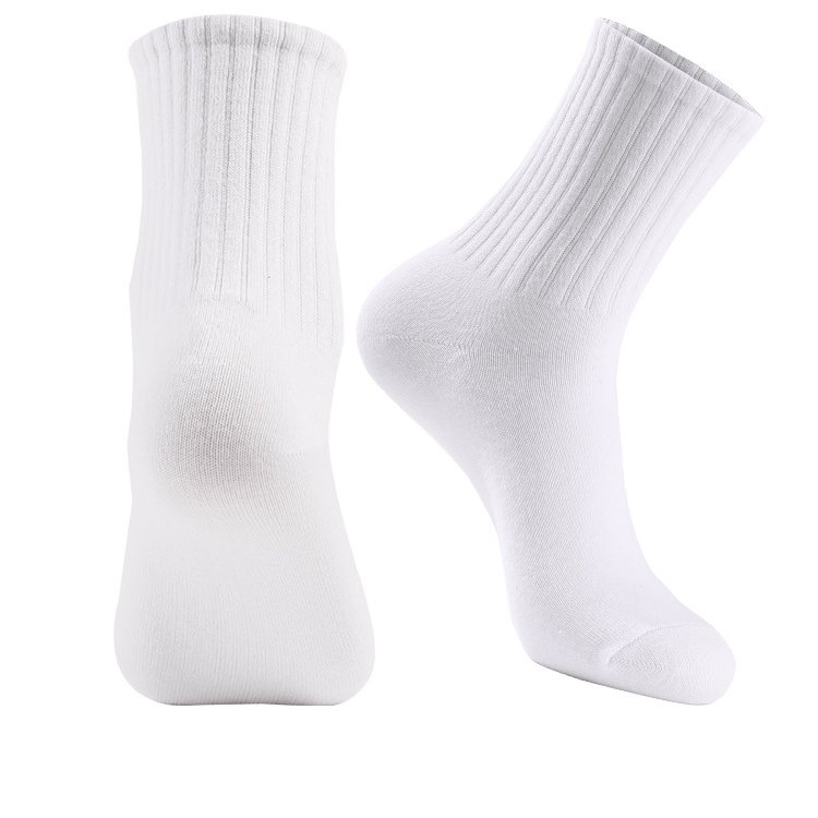 Calcetines largos de algodón de color sólido, transpirables, con absorción del sudor, desodorantes, informales, calcetines blancos, calcetines deportivos_voghion.com