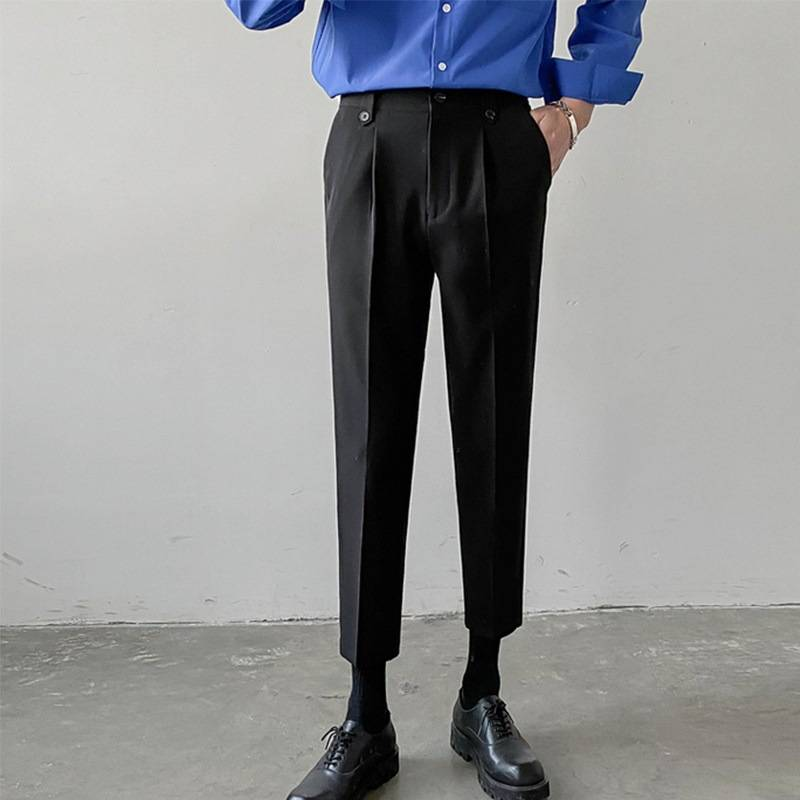 Men's Clothing Version Slim Small Straight Pants Men's Casual Pants Trend 9 Nine Points Suit Pants_voghion.com