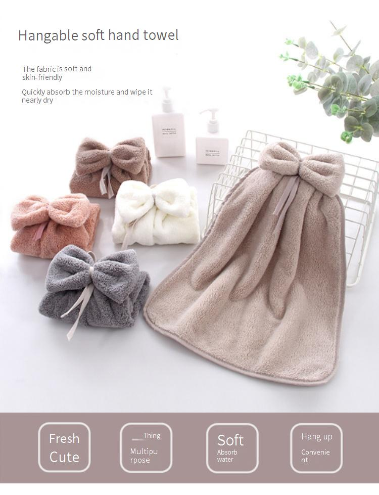 Heimtextilien Niedliches Handtuch mit Schleife zum Aufhängen, Fleece, weich, saugfähig, Küchentuch_voghion.com