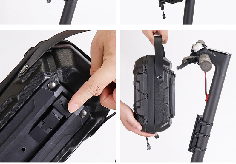 Borsa a sgancio rapido anteriore per monopattino elettrico, in EVA con guscio rigido, borsa per forcella anteriore per bicicletta, borsa pieghevole per manubrio anteriore_voghion.com