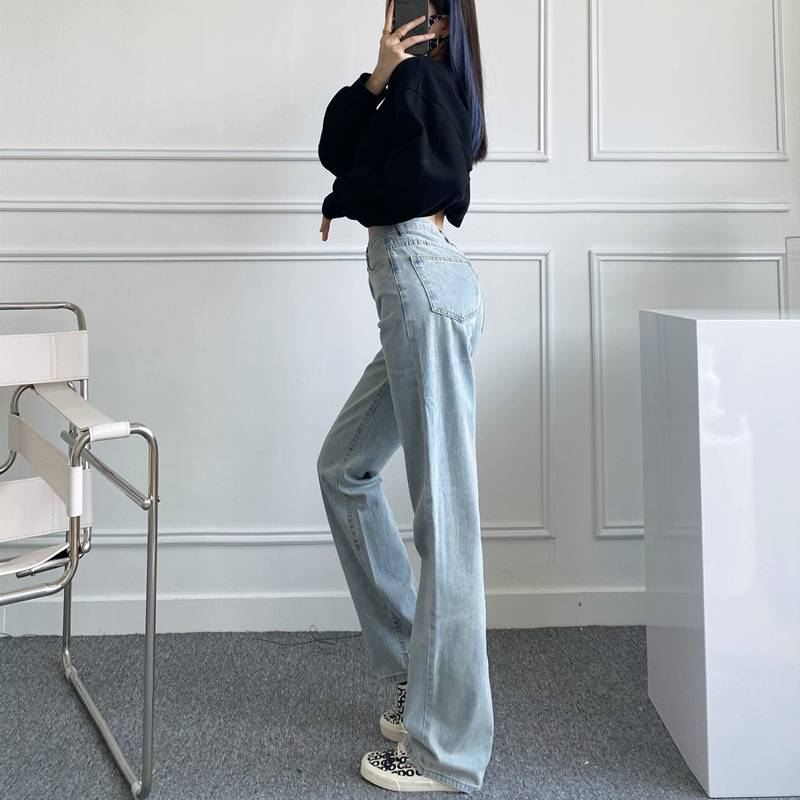 Jeans a zampa extra lunghi per donne alte - Pantaloni a gamba larga a vita alta con elastico, pantaloni in denim taglie forti_voghion.com