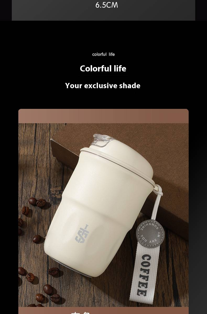 Copo de café moderno e minimalista – Caneca de viagem de aço inoxidável de 320 ml com pega confortável, tampa à prova de vazamentos para bebidas quentes e frias, escritório_voghion.com
