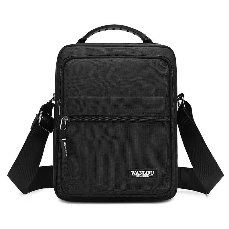 New Fashion Fuzzy-Zipper Slanted-Across Bag For Men, Multi-Layered Zip Pockets, Wallet, Outdoor Commuting, Business Travel, Single-Shoulder Bag_voghion.com