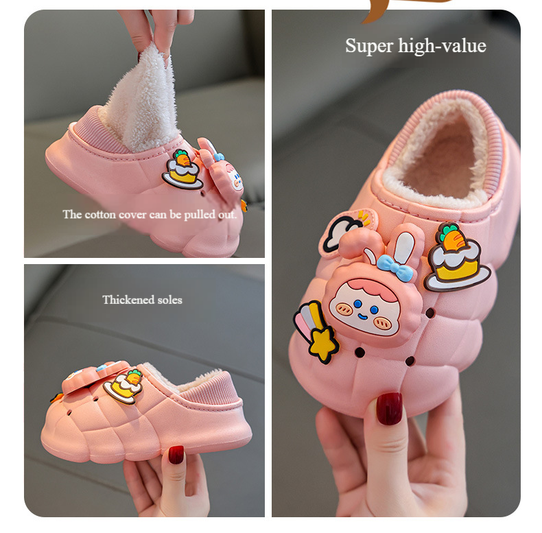 Pantofole invernali per bambini con fodera in pile - Pantofole da casa antiscivolo e impermeabili per bambini e bambine (confezione da 1, diversi colori e taglie)_voghion.com