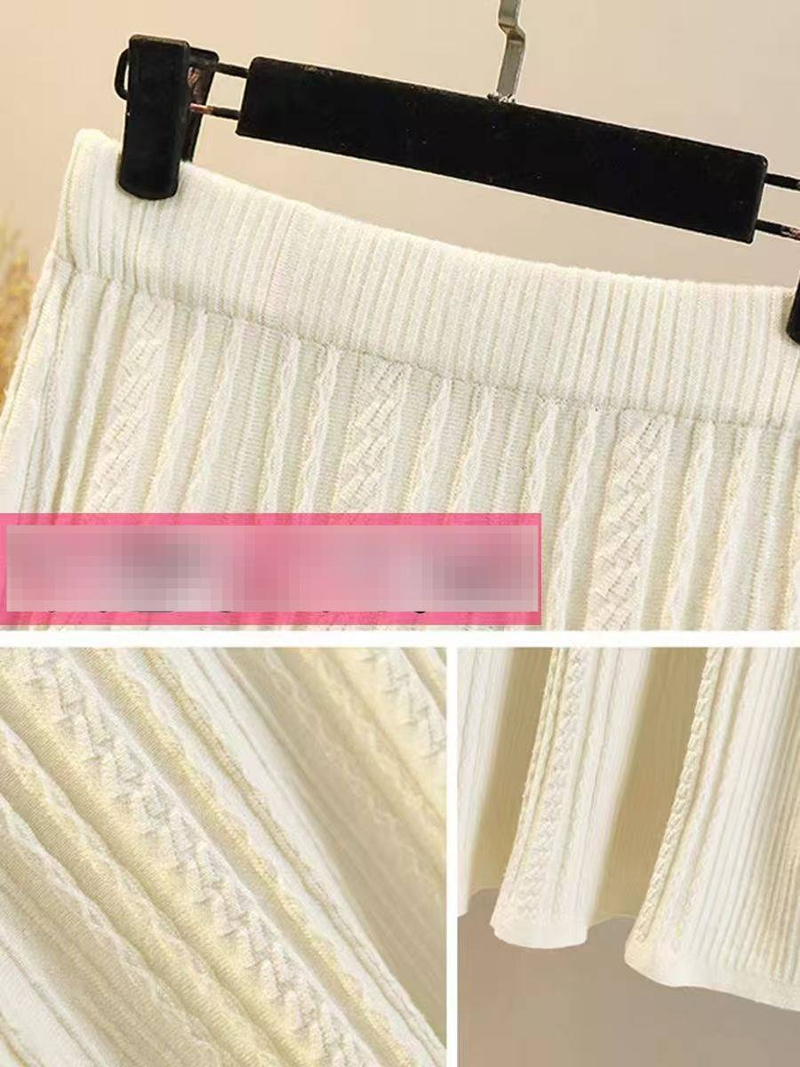 Jupe midi en maille pour femme - Jupe plissée extensible taille haute, coupe trapèze, coupe ample et confortable, un indispensable de la garde-robe automne-hiver._voghion.com