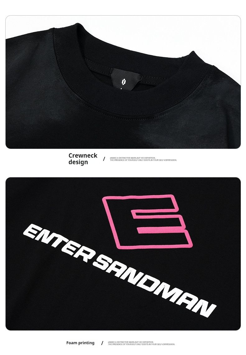 #OVDY TF - Wang Junxi Same Summer New Product For Boys Short Sleeved Heavy Industry Painted Foam Printing 260g Half_voghion.com