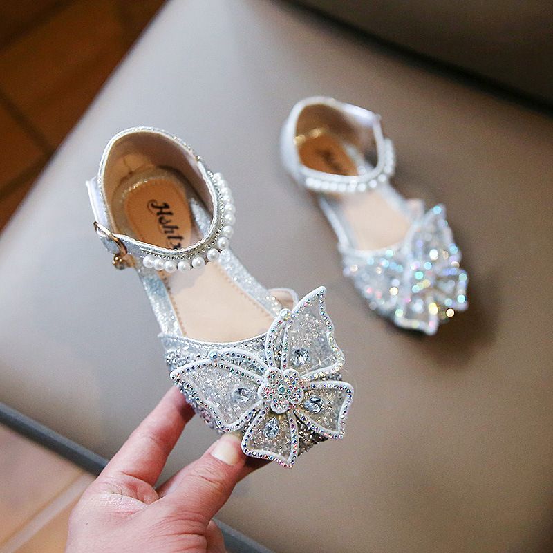 2025 Spring Cross Border New Bow Pearl Sandals Children's Single Shoes High Value Princess Shoes Girls' Small Leather Shoes_voghion.com