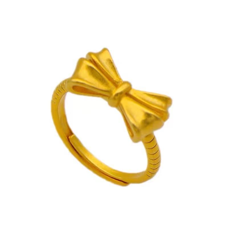 Vietnam gold bogen ring weibliche offenen mund twist ring einfache mode einfache heißer_voghion.com