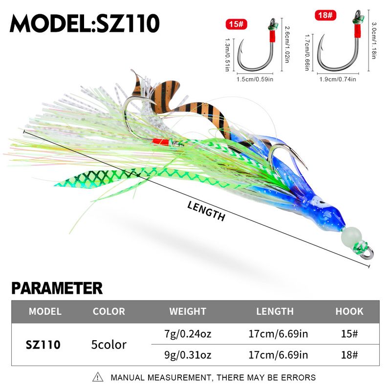 Iron Plate Luminous Lead Fish Double Octopus String Boat Fishing Slow Jigging Squid Hook 17cm Sea Bass Lure Bait_voghion.com
