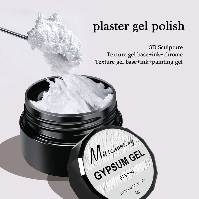 Japanese No-Wash Nail Art Gypsum 3D Relief Painting Sand Texture Black And White Micro Carving Glue_voghion.com