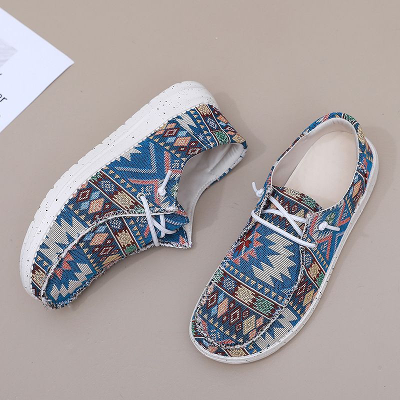 Bohemian style couple canvas casual lightweight loafers, men's and women's cloth shoes, Canvas Loafers_voghion.com