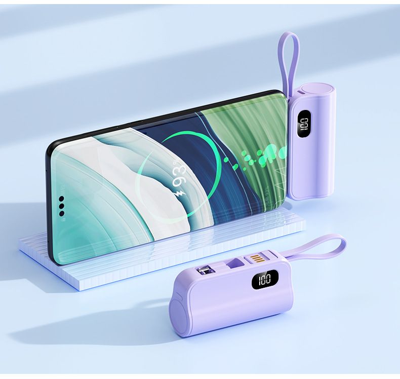 Power Bank Pocket Capsule Power Bank 5000 MAh Mini Emergency Tail Plug 10W Mobile Power Bank_voghion.com