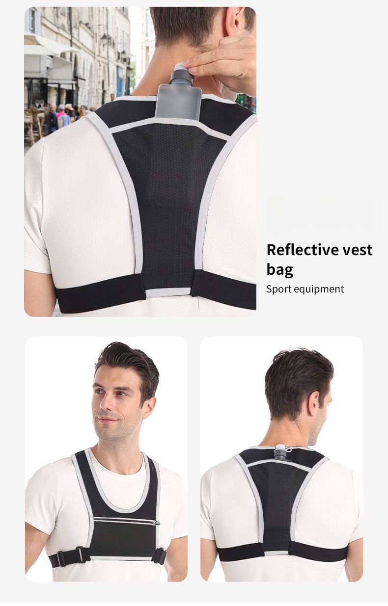 Neue Lauf-Westentasche für Mobiltelefone, eng anliegende, reflektierende Kesseltasche für Bergsteigen für Männer und Frauen, Brusttasche zum Wandern mit doppelter Schulter_voghion.com