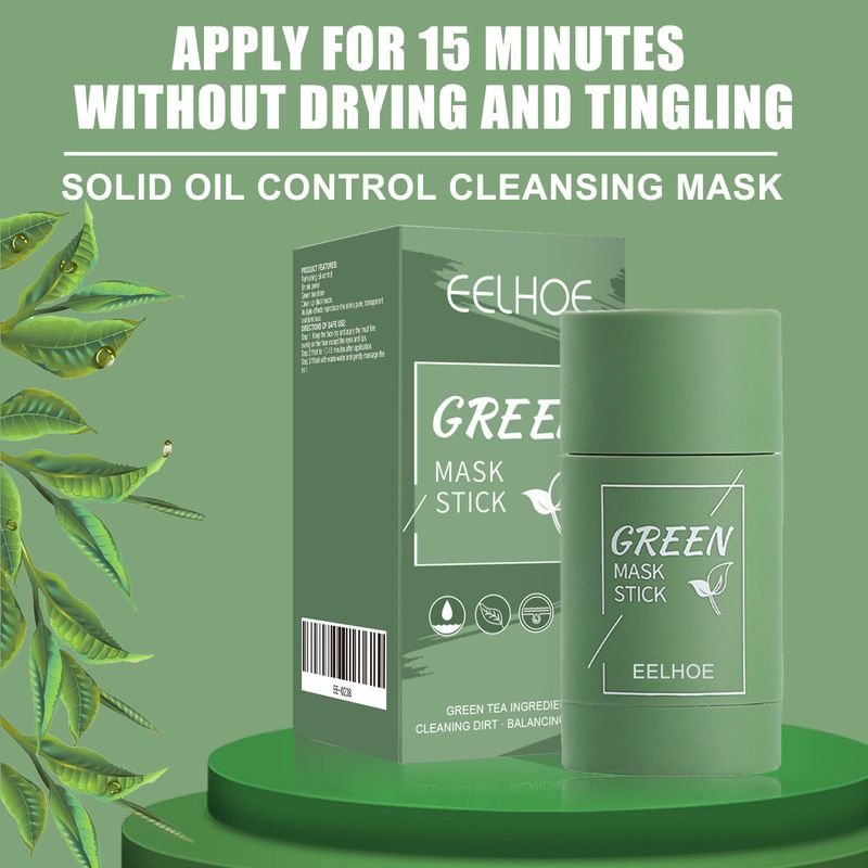 EELHOE Green Tea Solid Deep Cleaning And Moisturizing Facial Mask Pore Shrinking Smearing Mud Mask Stick_voghion.com