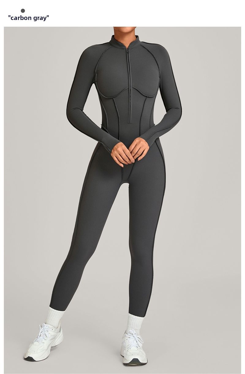 European And American Winter Stand Collar Jumpsuit Half Zipper One-piece Fitness For Women High-intensity Exercise Yoga_voghion.com