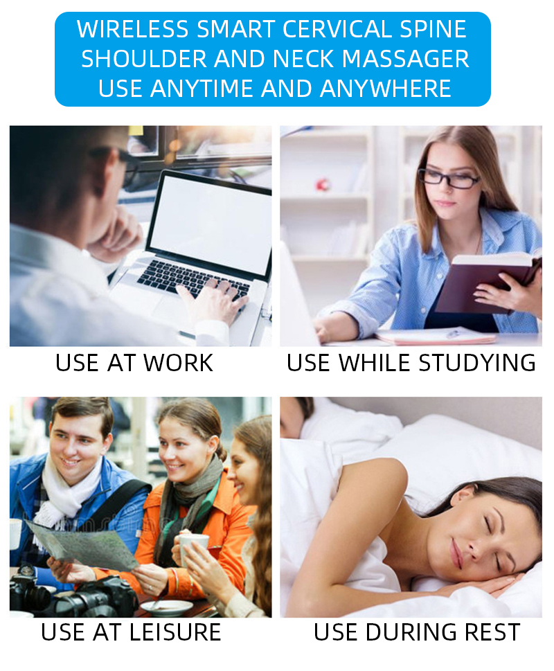 Elektrisk uppvärmning nackmassager TENS Puls rygg cervikal ryggrad Smärtlindring USB Ladda Nacke Avslappning Hemsjukvård_voghion.com
