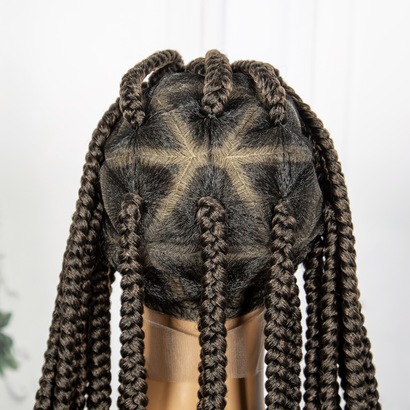 Helspets mode flätat peruk huvud set 200 % densitet lång hand fläta hår svans mode vågform lämplig för kvinnors dagliga slitage_voghion.com
