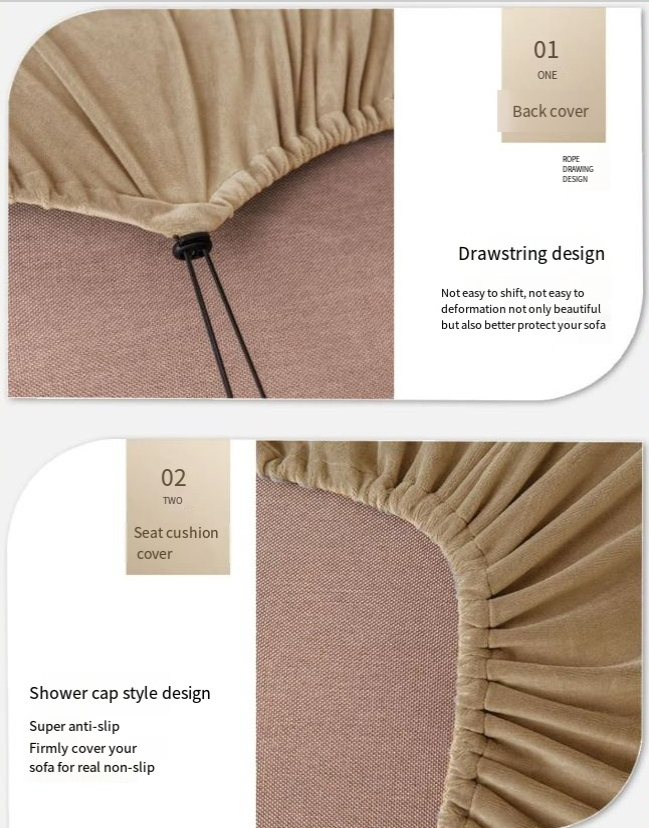 Housse de canapé tout compris en velours de renard argenté ultra doux, coussin de dossier, housse de canapé en velours fendu multi-pièces_voghion.com