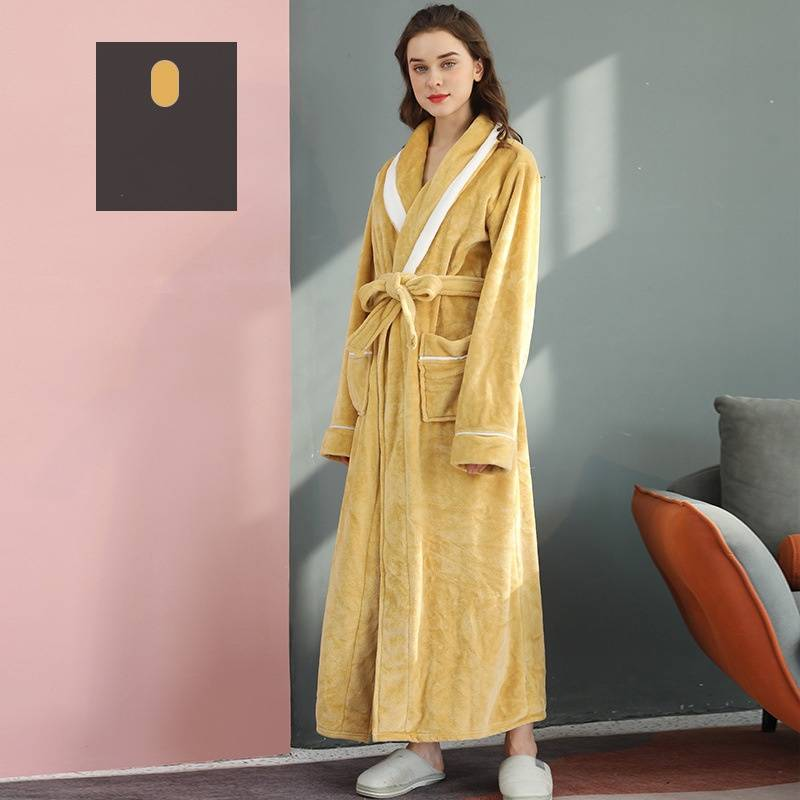 Men's Nightgown Autumn And Winter Fat Man Pajamas Couple One Piece Plus Fat Plus Size Flannel Bathrobe Female Long_voghion.com