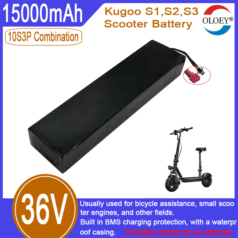 Sostituzione della batteria dello scooter da 36 V, combinazione 10S3P, 15000 mAh, protezione di carica BMS integrata, antideflagrante, funzione impermeabile_voghion.com