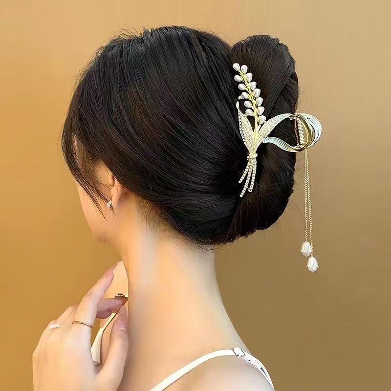 Orecchio d'orzo di alta qualità con arricciatura sulla parte posteriore della testa, fermaglio per capelli da donna, copricapo estivo grande ed elegante con fermaglio a forma di squalo_voghion.com