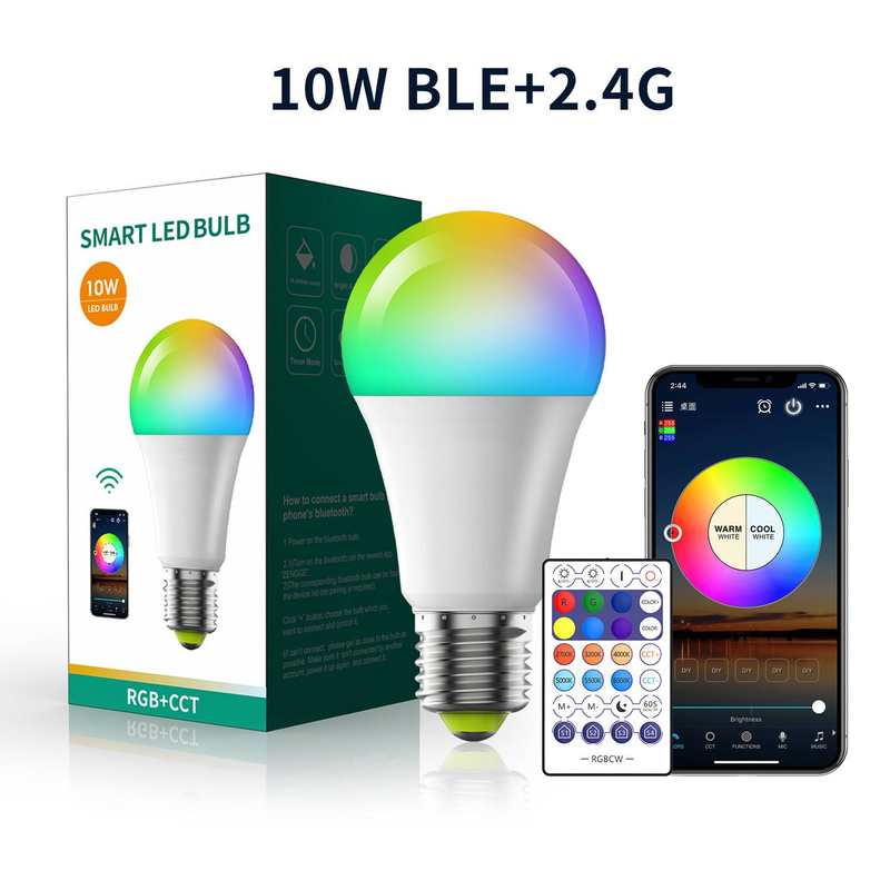 Light Bulbs Smart Bluetooth Black Remote Control Dimming Color Timing Wall Cloth Cover Floor Lamp Bulb_voghion.com