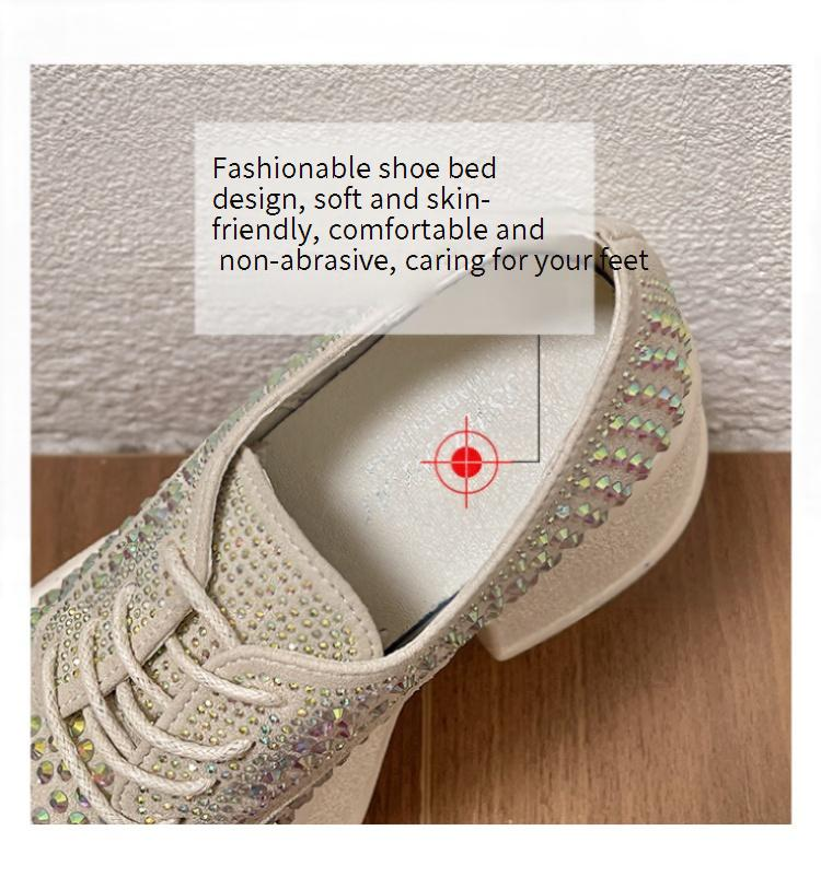 Elegant Rhinestone Platform Sneakers For Women – Comfortable Low-Top Hidden Wedge Shoes With Sparkling Crystals, Round Toe & Breathable PU Upper_voghion.com