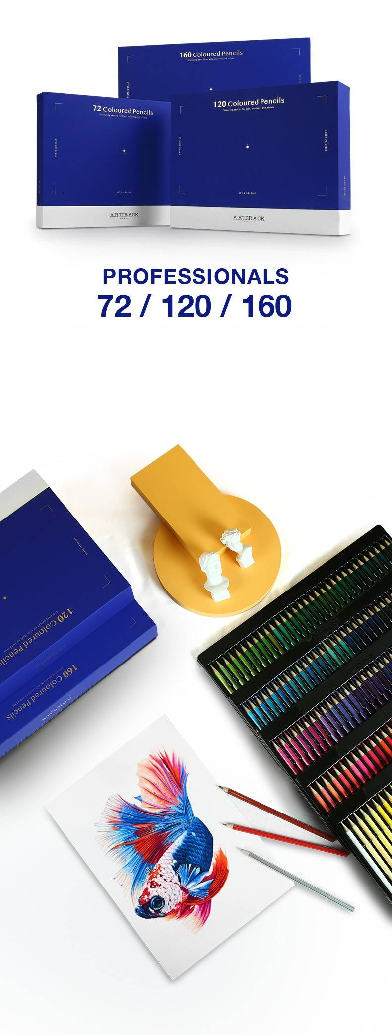 Conjunto de lápis de cor à base de óleo 160/120/72 cores para artistas e estudantes - Qualidade premium, cores vibrantes, mistura suave - Ideal para esboços_voghion.com