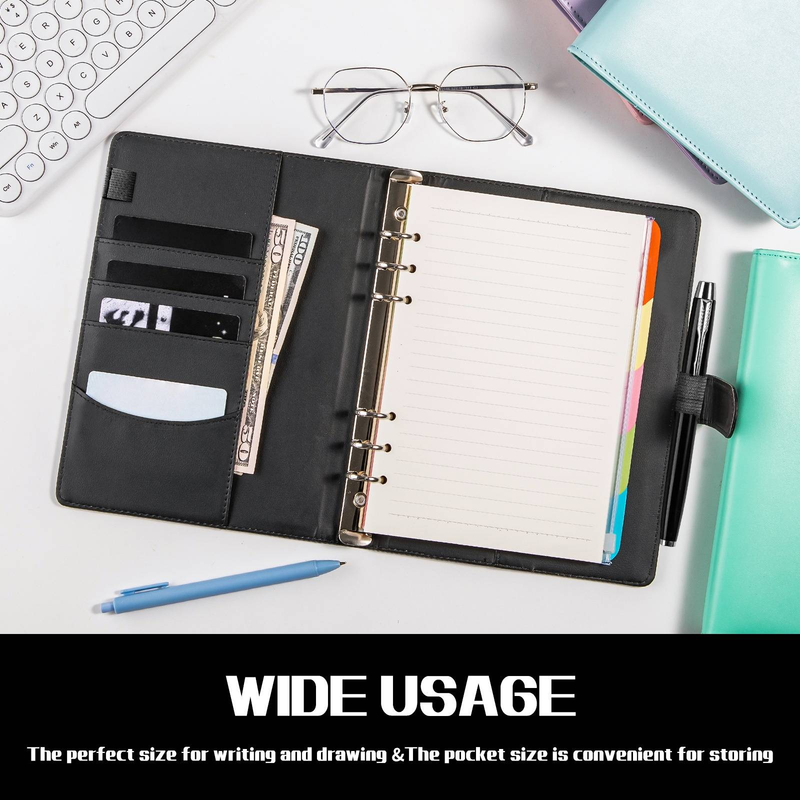 A5 Pastel PU Leather Binder Notebook – Refillable Planner With Zipper Pocket, Card Slots & Cash Holder – Premium Lined Journal For Work_voghion.com